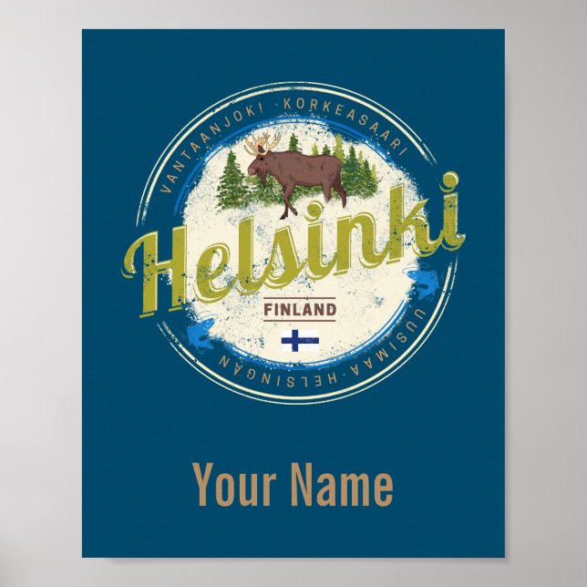 Affiche Helsinki capitale de l'orignal Finlande souvenir v (Devant)