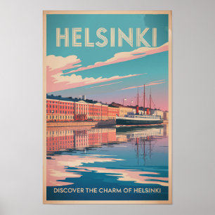 Affiche Helsinki Finland Front de Mer Voyage Art Vintage