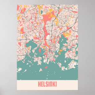 Affiche Helsinki - Finlande Carte de la ville de Chalk
