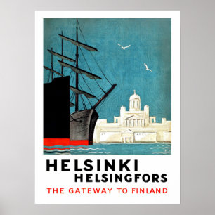 Affiche Helsinki, Helsingfors, passage vers la Finlande,