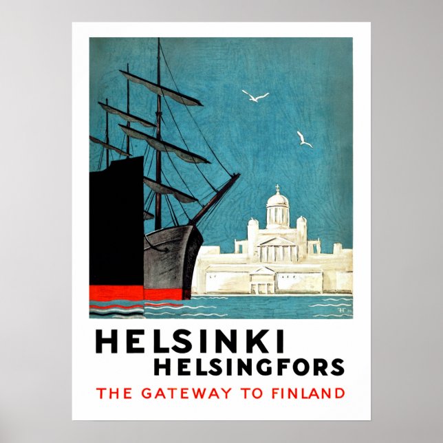 Affiche Helsinki, Helsingfors, porte d'entrée de la Finlan (Devant)