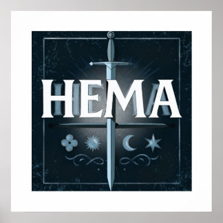 Affiche HEMA Medieval Sword Emblem – Blue Graffiti Style
