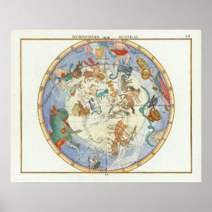Affiche Hémisphère Austral John Flamsteed