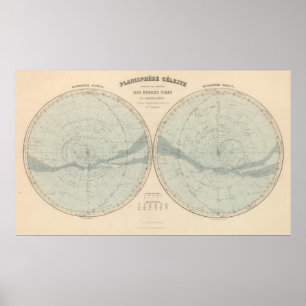 Affiche Hémisphère Celeste Planisphère