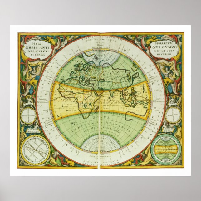 Affiche Hémisphères anciens du monde, assiette 94 de 'T (Devant)