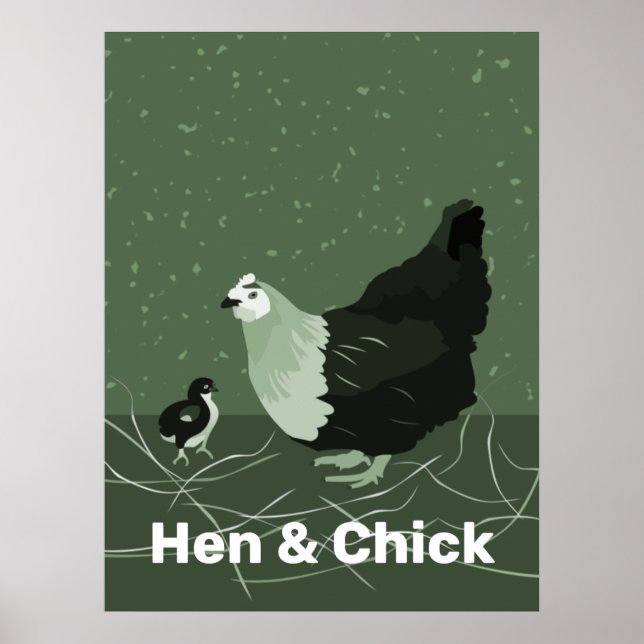 Affiche Hen & Chick Green Kitchen Wall Art (Devant)