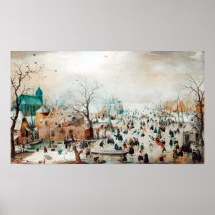 Affiche Hendrick Avercamp Paysage hivernal avec patinage s