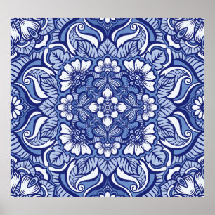 Affiche Henné ethnique oriental Motif sans couture
