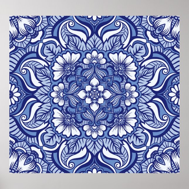 Affiche Henné ethnique oriental Motif sans couture (Devant)