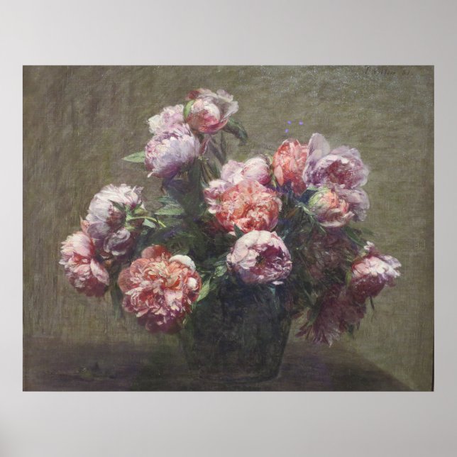 Affiche Henri Fantin-Latour Vase Vintage de pivoines (Devant)