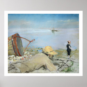Affiche Henri Guerard détendant sur la plage (en pastel
