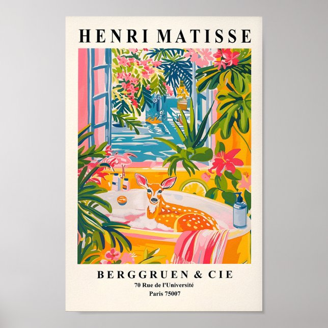 Affiche Henri Matisse Art, Cerf En Baignoire Imprimé, Pot  (Devant)