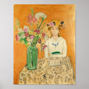 Affiche Henri Matisse - Fille en blanc avec un bouquet - 1