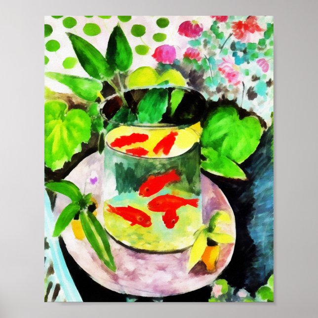 Affiche Henri Matisse, Le poisson rouge, dessin numérique (Devant)