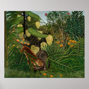 Affiche Henri Rousseau - Combat entre le tigre et le buffl