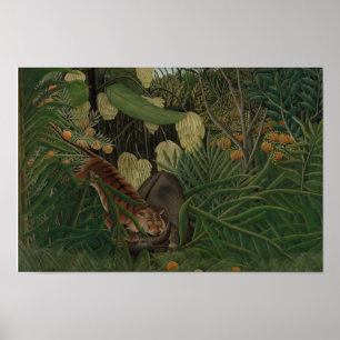 Affiche Henri Rousseau - Combat entre un tigre