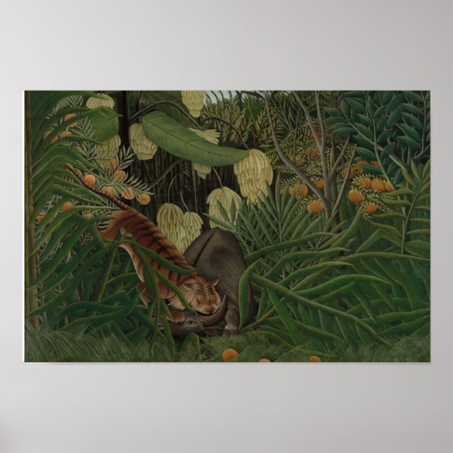 Affiche Henri Rousseau - Combat entre un tigre (Devant)