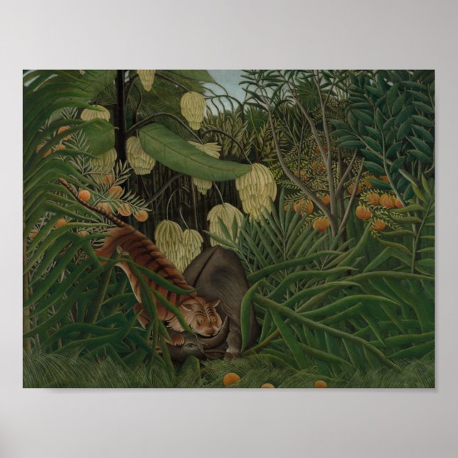Affiche Henri Rousseau - Combat entre un tigre (Devant)