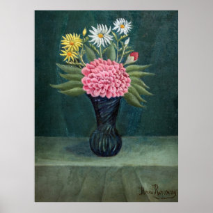 Affiche Henri Rousseau - Dahlia et marguerites dans un vas