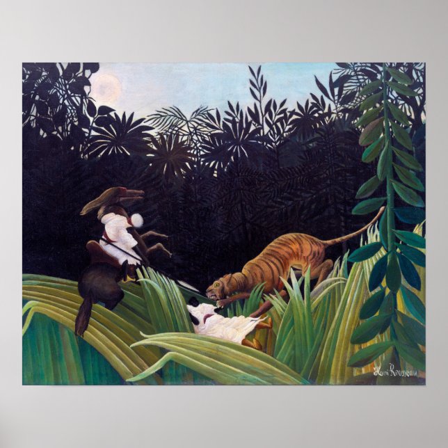 Affiche Henri Rousseau - Éclaireurs attaqués par un tigre (Devant)