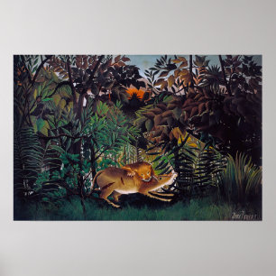 Affiche Henri Rousseau - Le Lion Affamé