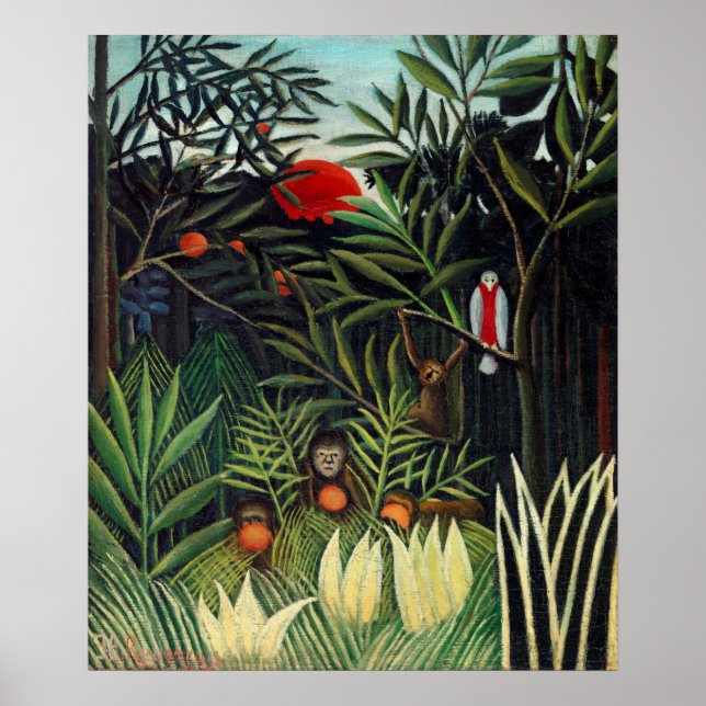 Affiche Henri Rousseau Paysage avec Singes Botanique Ga (Devant)