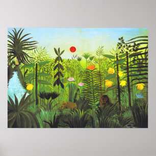 Affiche Henri Rousseau - Paysage exotique avec lion