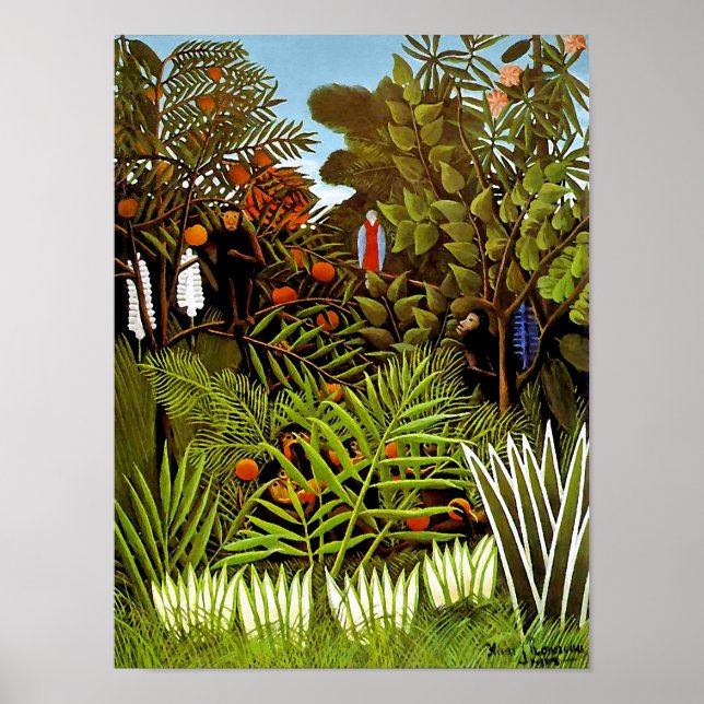 Affiche Henri Rousseau - Paysage exotique Jungle Art (Devant)
