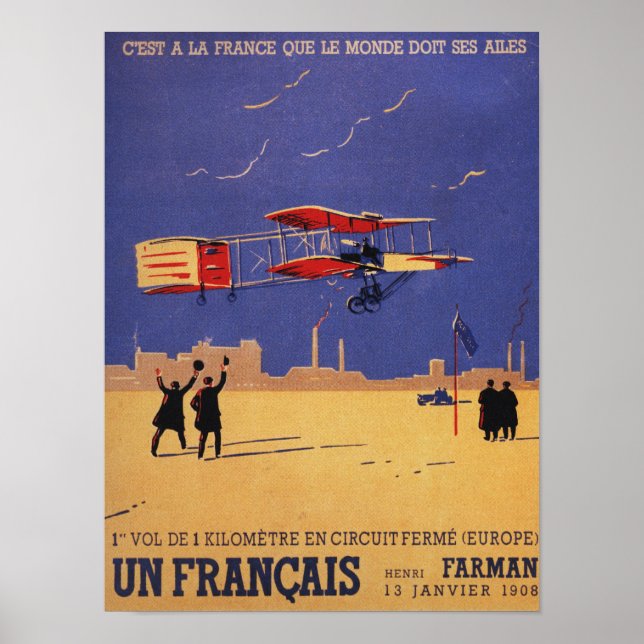 Affiche Henry Farman vole à Issy-les-Moulineaux (Devant)