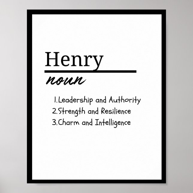 Affiche Henry, Garçon Nom Personnalisé Définition (Devant)