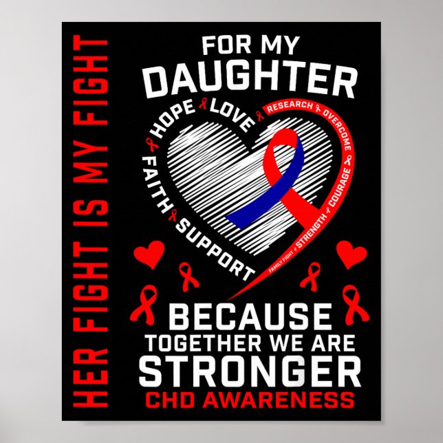 Affiche Her Fight Daughter Chd Awareness Heart Disease Gra (Devant)