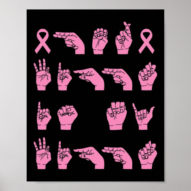 Affiche Her Fight Is My Fight Sign Language Breast Cancer  (Devant)