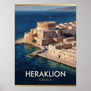 Affiche Héraklion Grèce Port Vénitien Voyage
