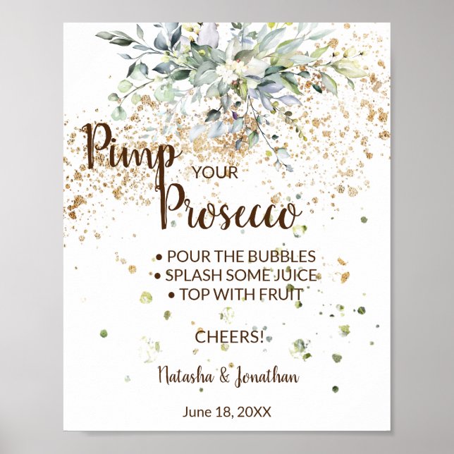 Affiche Herbal Pimp votre Fête des mariées Prosecco Signer (Devant)