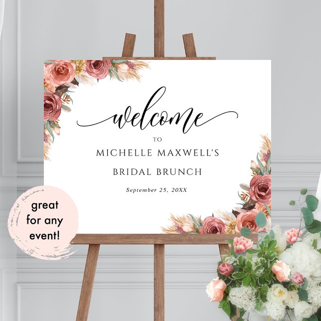 Affiche Herbe de Pampas Rose Rouge Mariage / Autre Panneau (Créateur téléchargé)