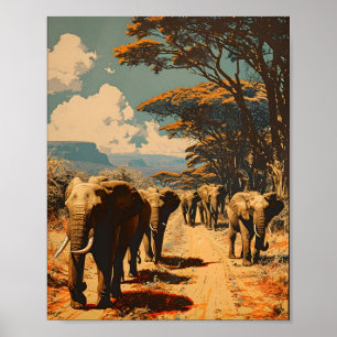 Affiche Herbe d'éléphants Vintage