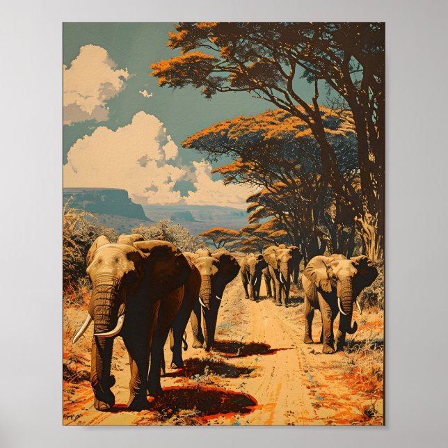 Affiche Herbe d'éléphants Vintage (Devant)