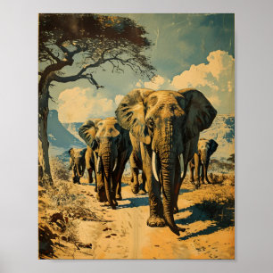 Affiche Herbe d'éléphants Vintage