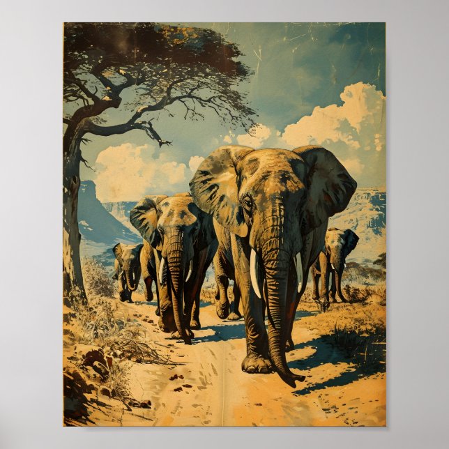 Affiche Herbe d'éléphants Vintage (Devant)