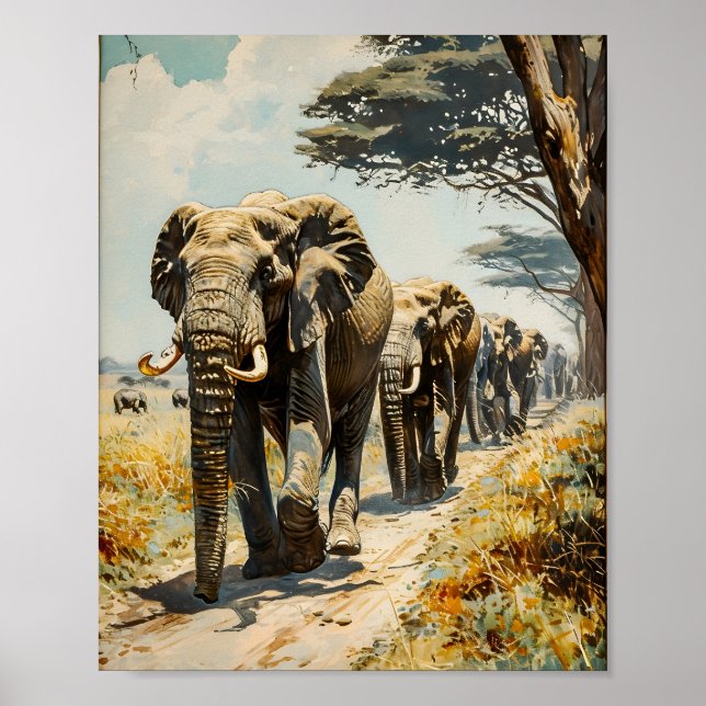 Affiche Herbe d'éléphants vintage (Devant)