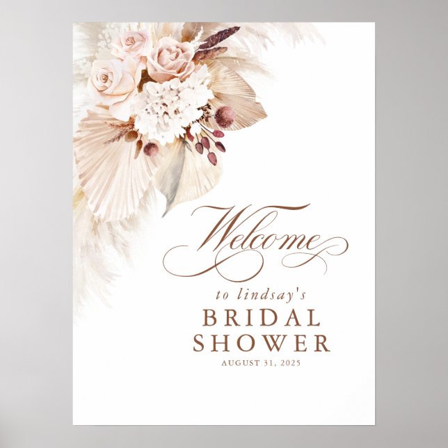Affiche Herbe des Pampas Fleurs Douces Bienvenue à la Mari (Devant)