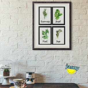 Affiche Herbes à cadre noir