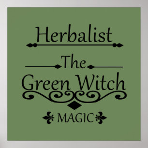 Affiche herboriste la magie de sorcière verte
