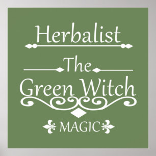 Affiche herboriste la magie de sorcière verte