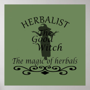 Affiche herboriste la sorcière verte