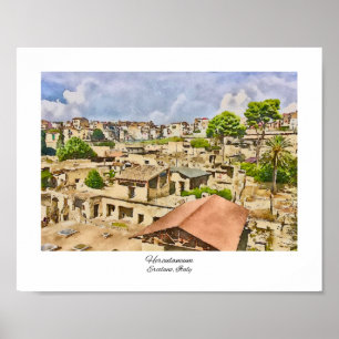 Affiche Herculaneum Ruines Italie Aquarelle Peinture