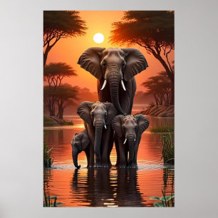 Affiche Herd Eléphant Joueur par l'affiche Riverbank -