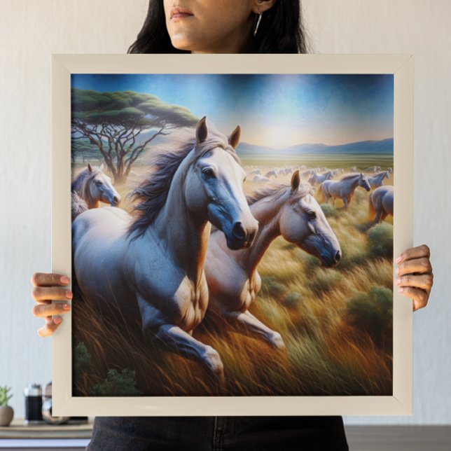 Affiche Herd Majestic : Galloping Horses in Field (Créateur téléchargé)