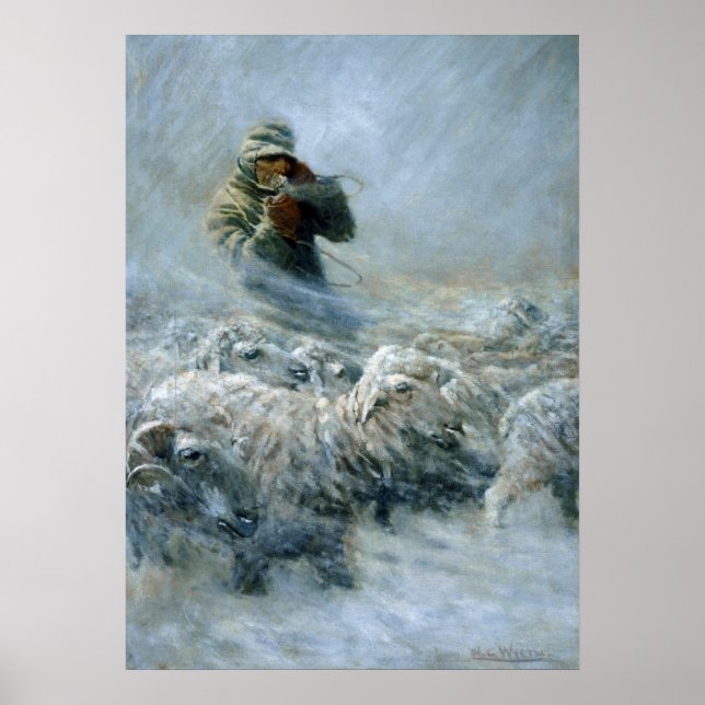 Affiche Herder de mouton, tempête par Newell Convers Wyeth (Devant)