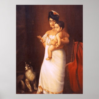 Affiche Here Comes Papa-Raja Ravi Varma painting (Replica)